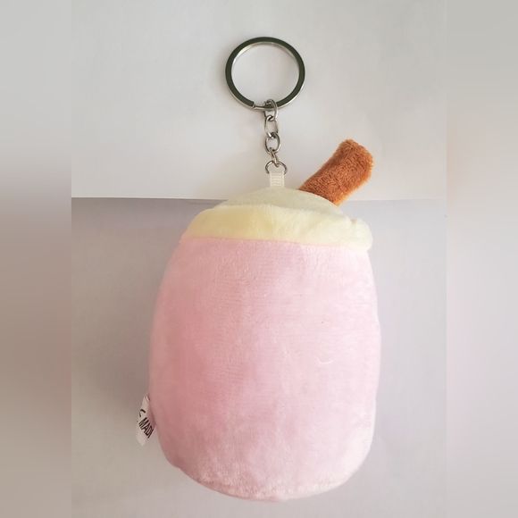 New Strawberry Boba Plush Keychain - Picture 2 of 2